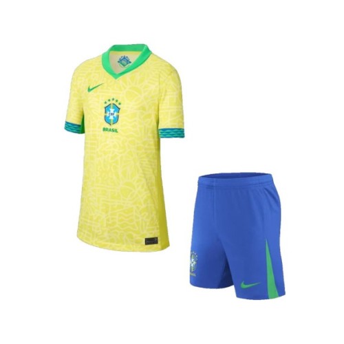 Brazil Home Jersey Kit 2024 Kids(Jersey+Shorts)