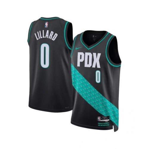 Men's Portland Trail Blazers Damian Lillard #0 Nike Black 22/23 Swingman Jersey - City Edition