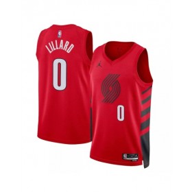 Men's Portland Trail Blazers Damian Lillard #0 Jordan Red 22/23 Swingman Jersey - Statement Edition