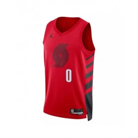 Men's Portland Trail Blazers Damian Lillard #0 Jordan Red 22/23 Swingman Jersey - Statement Edition