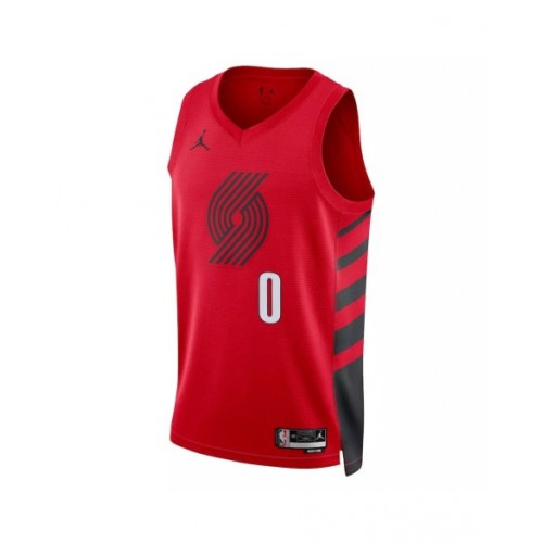 Men's Portland Trail Blazers Damian Lillard #0 Jordan Red 22/23 Swingman Jersey - Statement Edition