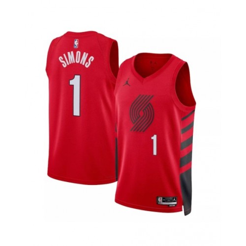 Men's Portland Trail Blazers Anfernee Simons #1 Jordan Red 22/23 Swingman Jersey - Statement Edition