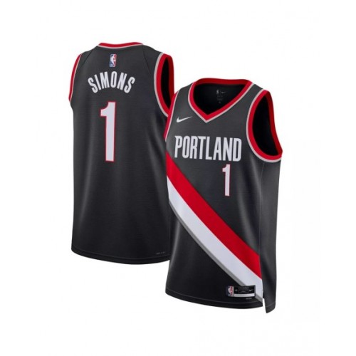 Men's Portland Trail Blazers Anfernee Simons #1 Black 2022/23 Swingman Jersey - Icon Edition