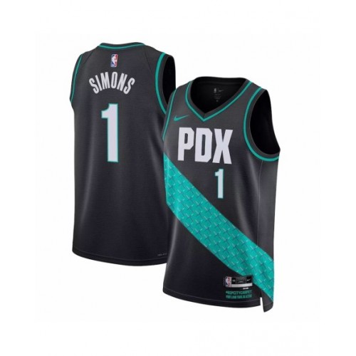 Men's Portland Trail Blazers Anfernee Simons #1 Nike Black 22/23 Swingman Jersey - City Edition