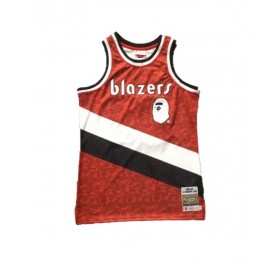 BAPE x Mitchell & Ness Blazers ABC Red Basketball Swingman Jersey