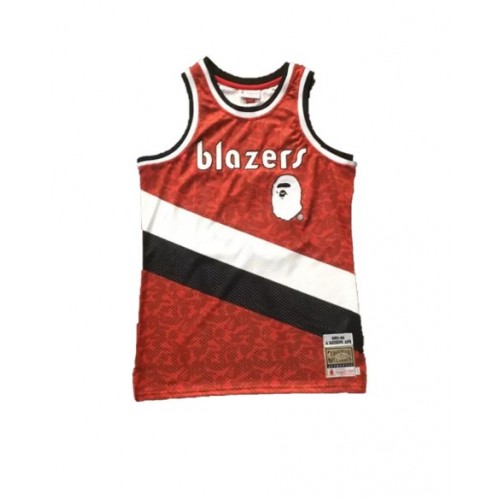 BAPE x Mitchell & Ness Blazers ABC Red Basketball Swingman Jersey