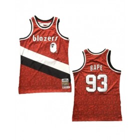 BAPE x Mitchell & Ness Blazers ABC Red Basketball Swingman Jersey