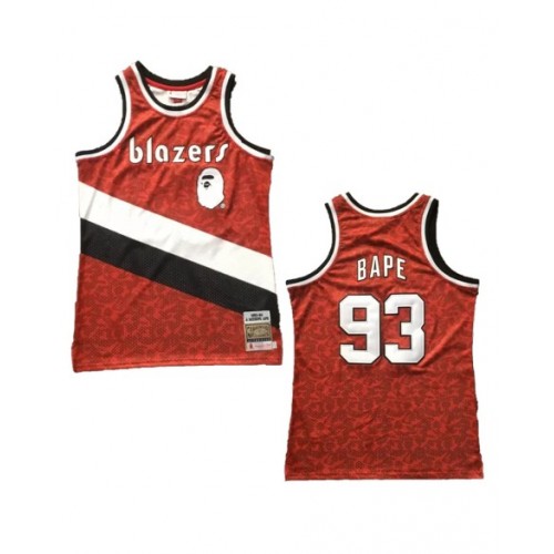 BAPE x Mitchell & Ness Blazers ABC Red Basketball Swingman Jersey