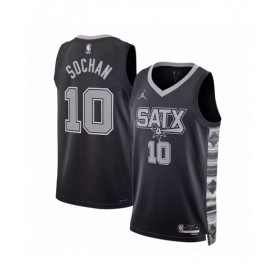 Men's San Antonio Spurs Jeremy Sochan #10 Jordan Brand Black 2022/23 Swingman Jersey - Statement Edition