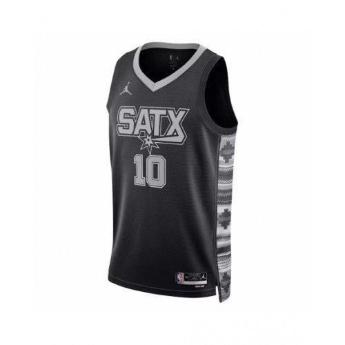 Men's San Antonio Spurs Jeremy Sochan #10 Jordan Brand Black 2022/23 Swingman Jersey - Statement Edition