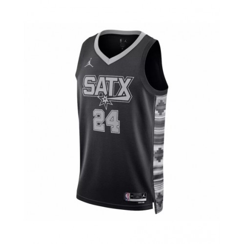 Men's San Antonio Spurs Devin Vassell #24 Jordan Brand Black 2022/23 Swingman Jersey - Statement Edition