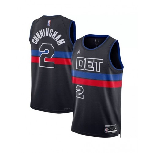 Men's Detroit Pistons Cade Cunningham #2 Jordan Brand Black 2022/23 Swingman Jersey - Statement Edition