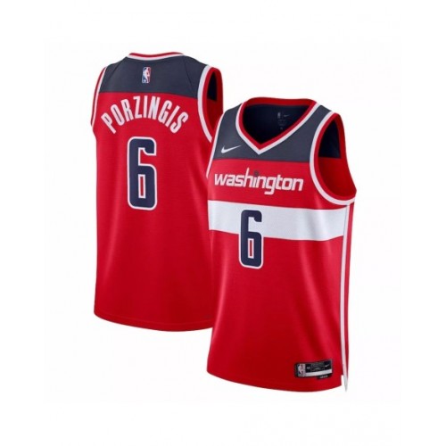 Men's Washington Wizards Kristaps Porzingis #6 Nike Red 2022/23 Swingman Jersey - Icon Edition