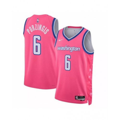 Men's Washington Wizards Kristaps Porzingis #6 Nike Pink 2022/23 Swingman Jersey - City Edition