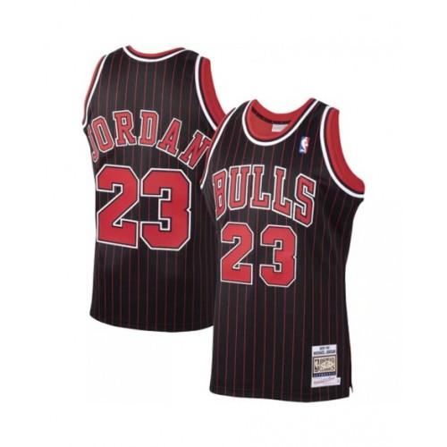 Men's Chicago Bulls Michael Jordan #23 Mitchell & Ness Black Hardwood Classics 1995-96 Jersey