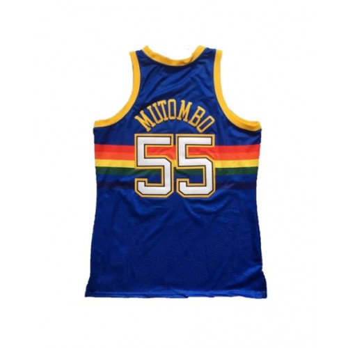 Men's Denver Nuggets Mutombo #55 Mitchell & Ness Blue 1991/92 Swingman NBA Jersey