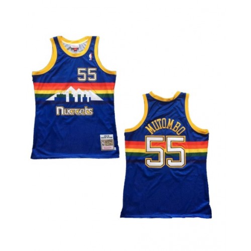 Men's Denver Nuggets Mutombo #55 Mitchell & Ness Blue 1991/92 Swingman NBA Jersey