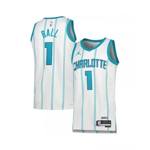 Men's Charlotte Hornets Ball #1 White 22/23 Swingman Jersey - Association Edition