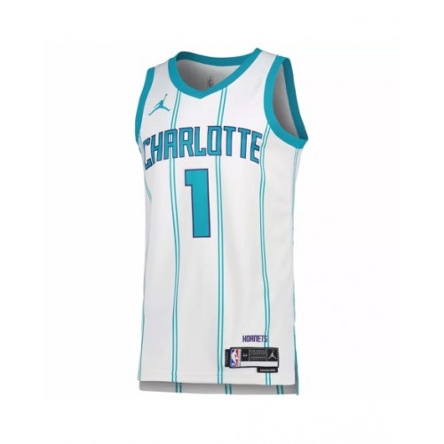 Men's Charlotte Hornets Ball #1 White 22/23 Swingman Jersey - Association Edition