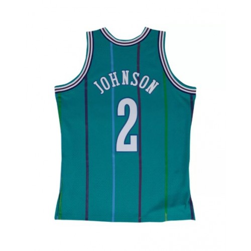 Men's Charlotte Hornets Larry Johnson #2 Mitchell & Ness Teal Hardwood Classics 1992-93 Swingman Jersey