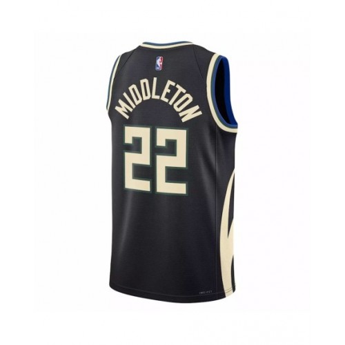 Men's Milwaukee Bucks Khris Middleton #22 Jordan Brand Black 2022/23 Swingman Jersey - Statement Edition