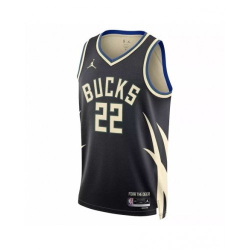 Men's Milwaukee Bucks Khris Middleton #22 Jordan Brand Black 2022/23 Swingman Jersey - Statement Edition