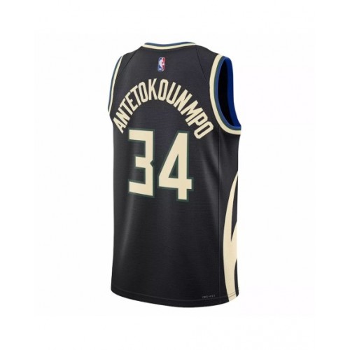 Men's Milwaukee Bucks Giannis Antetokounmpo #34 Jordan Brand Black 2022/23 Swingman Jersey - Statement Edition