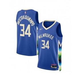 Men's Milwaukee Bucks Giannis Antetokounmpo #34 Nike Blue 2022/23 Swingman Jersey - City Edition