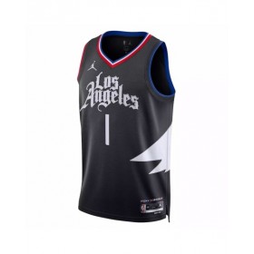 Men's LA Clippers Reggie Jackson #1 Jordan Brand Black 2022/23 Swingman Jersey - Statement Edition