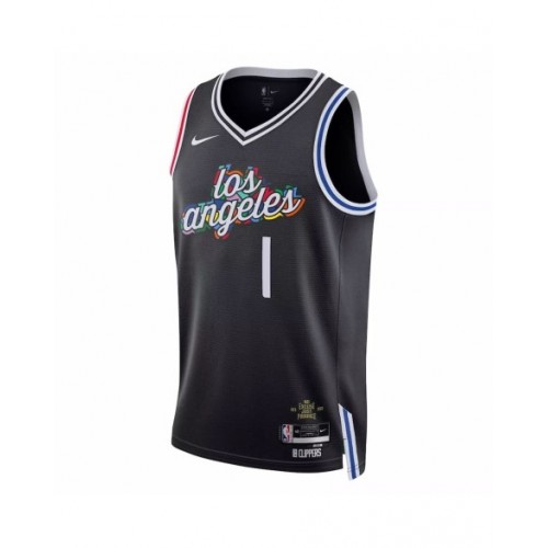 Men's LA Clippers Reggie Jackson #1 Nike Black 2022/23 Swingman Jersey - City Edition