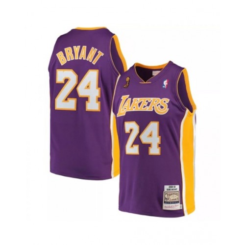 Men's Los Angeles Lakers Road Final Kobe Bryant #24 Mitchell & Ness Purple 08-09 Hardwood Jersey