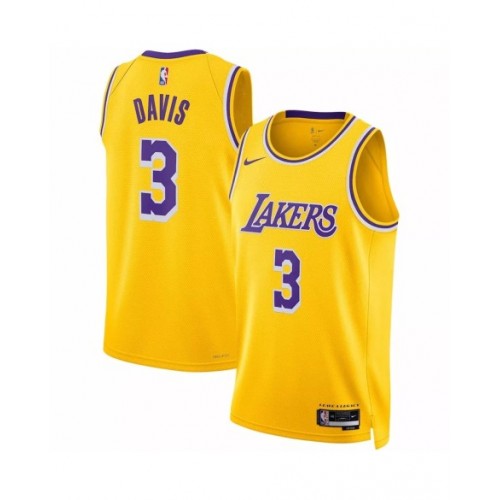 Men's Los Angeles Lakers Anthony Davis #3 Nike Gold 2022/23 Swingman Jersey - Icon Edition