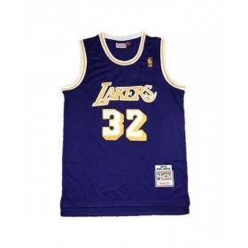 Men's Los Angeles Lakers Magic Johnson #32 Mitchell&Ness Purple 84-85 Hardwood Classics Jersey