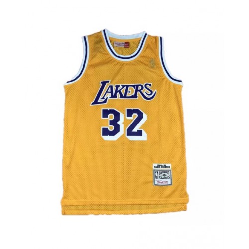 Men's Los Angeles Lakers Magic Johnson #32 Mitchell&Ness Yellow 84-85 Hardwood Classics Jersey