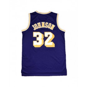 Men's Los Angeles Lakers Magic Johnson #32 Mitchell&Ness Purple 84-85 Hardwood Classics Jersey