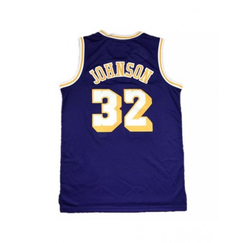 Men's Los Angeles Lakers Magic Johnson #32 Mitchell&Ness Purple 84-85 Hardwood Classics Jersey