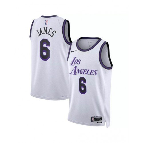 Men's Los Angeles Lakers LeBron James #6 Nike White 2022/23 Swingman Jersey - City Edition