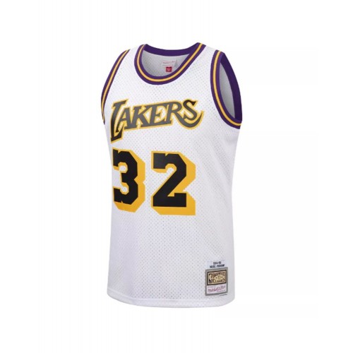 Men's Los Angeles Lakers Magic Johnson #32 Mitchell&Ness White 84-85 Hardwood Classics Jersey