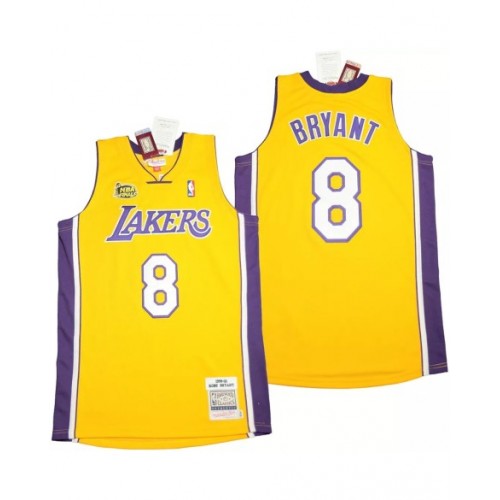 Men's Los Angeles Lakers Home Final Kobe Bryant #8 Mitchell & Ness Yellow 1999-00 Hardwood Jersey