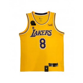 Men's Los Angeles Lakers Kobe Bryant #8 with KB Badge Yellow Swingman Jersey