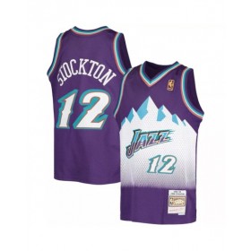 Men's Utah Jazz John Stockton #12 Mitchell & Ness Purple 91-92 Hardwood Classics Throwback Jersey