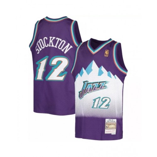 Men's Utah Jazz John Stockton #12 Mitchell & Ness Purple 91-92 Hardwood Classics Throwback Jersey