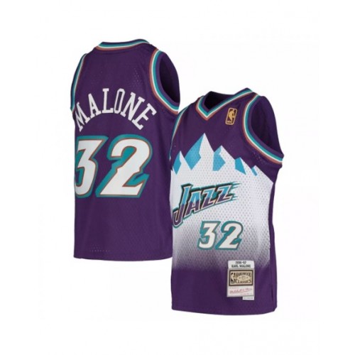 Men's Utah Jazz Karl Malone #32 Mitchell & Ness Purple 1996/97 Swingman NBA Jersey