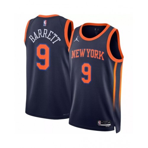 Men's New York Knicks RJ Barrett #9 Jordan Brand Navy 2022/23 Swingman Jersey - Statement Edition