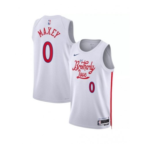 Men's Philadelphia 76ers Tyrese Maxey #0 Nike White 2022/23 Swingman Jersey - City Edition