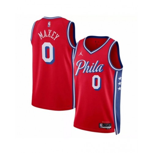 Men's Philadelphia 76ers Tyrese Maxey #0 Jordan Brand Red 2022/23 Swingman Jersey - Statement Edition