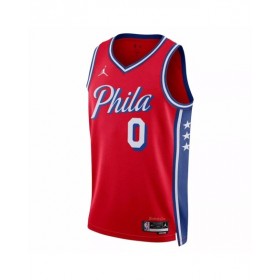 Men's Philadelphia 76ers Tyrese Maxey #0 Jordan Brand Red 2022/23 Swingman Jersey - Statement Edition