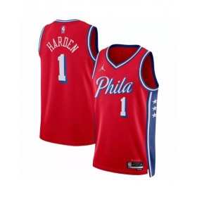 Men's Philadelphia 76ers James Harden #1 Jordan Brand Red 2022/23 Swingman Jersey - Statement Edition