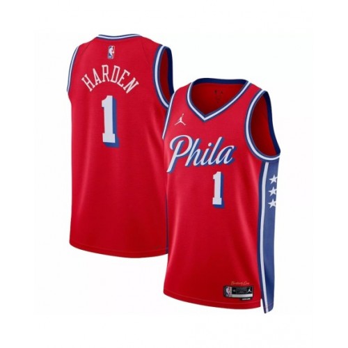 Men's Philadelphia 76ers James Harden #1 Jordan Brand Red 2022/23 Swingman Jersey - Statement Edition