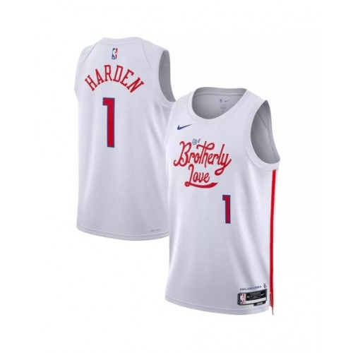 Men's Philadelphia 76ers James Harden #1 Nike White 2022/23 Swingman Jersey - City Edition